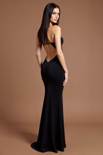 Sweetheart Robe formelle en crêpe de sirène noire avec fente